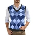 thumbnail image 1 of Gamivast Men's Sleeveless V Neck Pullover Sweater Slim Fit Casual Argyle Sweater Vest Casual Business Pullover Sweater Blue XL Placed My Account Recently Returns Online, 1 of 5