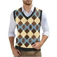 thumbnail image 1 of Gamivast Men's Sleeveless V Neck Pullover Sweater Slim Fit Casual Argyle Sweater Vest Casual Business Pullover Sweater Navy XL Mens Previous History, 1 of 5