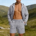 thumbnail image 1 of Gamivast Men's Summer Tracksuit Hooded Zip up Jacket and Shorts Set Lightweight Windbreaker Outfit for Gym Running Workout Casual Daily Sporty Attire, 1 of 7
