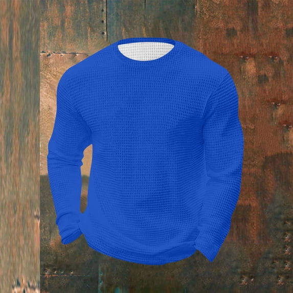 Gamivast Men's Sweatshirts and Hoodies Solid Grid Texture Long Sleeve T Shirts Crew Neck Crewneck Sweatshirts Lightweight Warm Casual Sport Outdoor