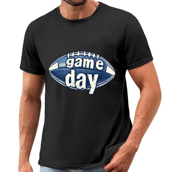 Gamivast Men's T Shirts Game Day Football Graphic Print Crew Neck Short Sleeve Athletic Shirts Gym Shirts Breathable Lightweight Cotton Blend Workout Wear