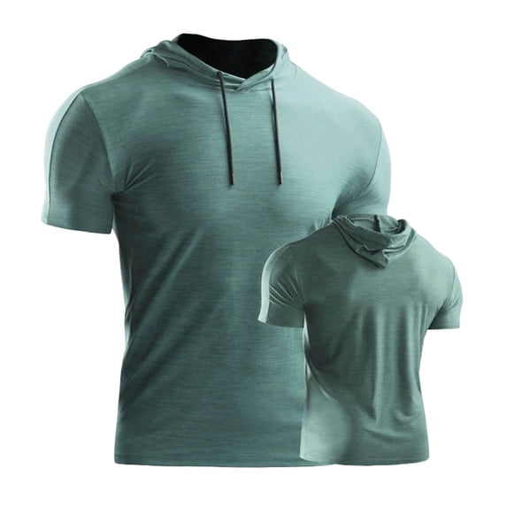 Gamivast Men's T Shirts Hooded Muscle Fit Short Sleeve Gym Shirts Workout Crew Neck Pullover Lightweight Soft Drawstring Daily Wear