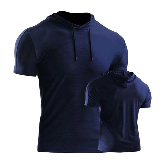 Gamivast Men's T Shirts Hooded Muscle Fit Short Sleeve Gym Shirts Workout Crew Neck Pullover Lightweight Soft Drawstring Daily Wear