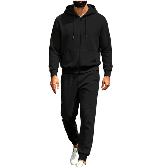 Gamivast Men's Tracksuit 2 Piece Sweatsuit Sets Full Zip up Long Sleeve Hoodie Jacket Jogger Sweatpants Fall Winter Casual Outfits Black XXL