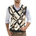 thumbnail image 1 of Gamivast Men's Vintage Graphic Print Knitted Sweater Vest V Neck Sleeveless Casual Business Sweater Tops Khaki XXXXXL Returns and Refunds Placed Recently by Me Delivery Status, 1 of 5
