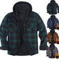 thumbnail image 1 of Gamivast Men's Winter Jackets Fleece Plaid Thermal Sherpa Lined Hoodies Button Down Long Sleeve Loose Flannel Jacket with Chest Pockets Warm Comfy Drawstring Outerwear, 1 of 6