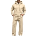 thumbnail image 1 of Gamivast Mens 2 Piece Tracksuits Long Sleeve Pullover Hoodie and Sweatpants Sweatsuit Set Casual Activewear Jogger Outfit for Fall Beige S, 1 of 7
