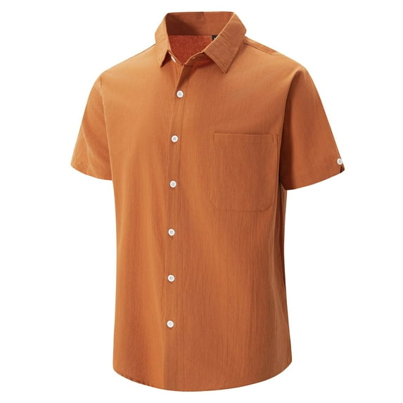 Gamivast Mens Button Down Shirts Regular Fit Short Sleeve Dress Shirts Breathable T-Shirts Casual Classic Pocket Solid Business Vacation Wear