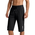 thumbnail image 1 of Mens Capri Pants Elastic Waist Drawstring 3/4 Length Pants Zipper Pockets Cropped Pants Quick Dry Breathable Workout Running Outfits, 1 of 8
