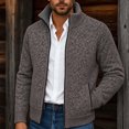 thumbnail image 1 of Gamivast Mens Cardigan Sweater Full Zip Knit Casual Stand Collar Jacket Fall Winter Warm Outerwear Ribbed Knitwear Coat with Pockets, 1 of 7