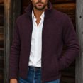 thumbnail image 1 of Gamivast Mens Cardigan Sweater Full Zip Knit Casual Stand Collar Jacket Fall Winter Warm Outerwear Ribbed Knitwear Coat with Pockets, 1 of 7