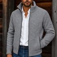 thumbnail image 1 of Gamivast Mens Cardigan Sweater Full Zip Knit Casual Stand Collar Jacket Fall Winter Warm Outerwear Ribbed Knitwear Coat with Pockets, 1 of 7