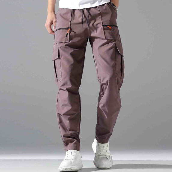 Mens Cargo Joggers Elastic Waist Drawstring Pockets Cargo Pants Durable Outdoor Hiking Pants Work Casual Daily Outfits