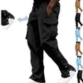 thumbnail image 1 of Gamivast Mens Cargo Pants Elastic Waist Lightweight Split Snap Button Sweatpants with Multiple Pockets Casual Straight Leg Drawstring Outdoor Pants Trendy Open Bottom Athletic Joggers, 1 of 7