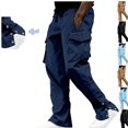 thumbnail image 1 of Gamivast Mens Cargo Pants Elastic Waist Lightweight Split Snap Button Sweatpants with Multiple Pockets Casual Straight Leg Drawstring Outdoor Pants Trendy Open Bottom Athletic Joggers, 1 of 7