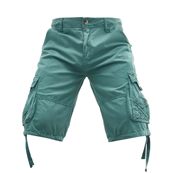 Mens Cargo Shorts Multi Pockets Drawstring Hem Hiking Shorts Button Fly Work Shorts Relaxed Fit Solid Color Outdoor Fishing Outfits