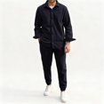 thumbnail image 1 of Gamivast Mens Casual Corduroy Set Long Sleeve Button Down Shirt and Pants Outfit Vintage Streetwear Soft Ribbed Texture Suit for Daily Travel Attire, 1 of 3