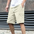 thumbnail image 1 of Gamivast Mens Mens Cargo Shorts Casual Drawstring Shorts with Multi Pockets Summer Twill Outdoor Short Pants Lightweight Summer Beach Shorts Beige L Account Purchase History, 1 of 7