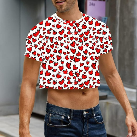 Gamivast Mens Crop Tops Basic Short Sleeve Crew Neck Casual Pullover Summer Sexy Tee Tops Hot Shirts Fahion Print Shirt White M Cancel Membership