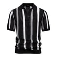 thumbnail image 1 of Gamivast Mens Golf Shirts Knit Textured Stripe V-Neck Short Sleeve Shirts Vintage Breathable Summer Casual Shirts Lapel Collar Beach Vacation Party, 1 of 6