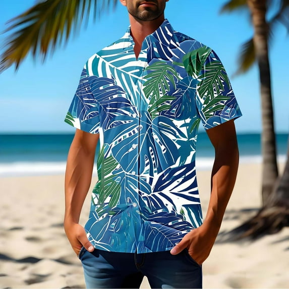 Gamivast Mens Hawaiian Shirts Short Sleeve Button Down Shirts Tropical Beach Shirt Summer Casual Vacation Fashion Floral Shirt Blue S Returns and Refunds Past