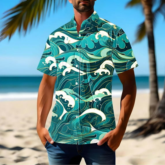 Gamivast Mens Hawaiian Shirts Short Sleeve Button Down Shirts Tropical Beach Shirt Summer Casual Vacation Fashion Floral Shirt Blue XL Clothes Under $5.00 Returns Online