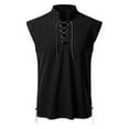 thumbnail image 1 of Gamivast Mens Medieval Pirate Sleeveless Shirts Lace Up V-Neck Lace Up Steampunk Costume Solid Color Gothic Pirate Beach Tunic Tops Black S Camisas De Vestir Para Hombres, 1 of 5