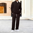 thumbnail image 1 of Gamivast Mens Ribbed 2 Piece Set Stand Collar Quarter Zip Pullover and Pants Soft Stretchy Lounge Outfit for Casual Daily Home Sleepwear Relaxed Suits, 1 of 7