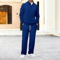thumbnail image 1 of Gamivast Mens Ribbed 2 Piece Set Stand Collar Quarter Zip Pullover and Pants Soft Stretchy Lounge Outfit for Casual Daily Home Sleepwear Relaxed Suits, 1 of 7