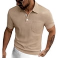 thumbnail image 1 of Gamivast Mens Shirts Casual Stylish Ribbed Knit Turn Down Collar Slim Fit T-Shirts Button Placket Summer Muscle Shirts Pocket Detail Daily Wear Business Golf, 1 of 6