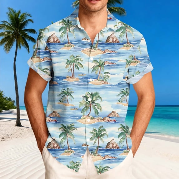 Gamivast Mens Short Sleeve Button Down Shirts Floral Print Tropical Shirts Casual Summer Beach Tee Soft Breathable Aloha Holiday Party Fashion Tops
