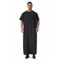 thumbnail image 1 of Gamivast Mens Short Sleeve Shirts Embroidery Zip Neck Kaftan Robe Dress Shirts Muslim Fashion Thobe Jubba Casual Shirts Loose Fit Summer Prayer Wear, 1 of 7
