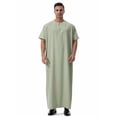 thumbnail image 1 of Gamivast Mens Short Sleeve Shirts Embroidery Zip Neck Kaftan Robe Dress Shirts Muslim Fashion Thobe Jubba Casual Shirts Loose Fit Summer Prayer Wear, 1 of 7
