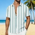 thumbnail image 1 of Gamivast Mens Short Sleeve Shirts Vertical Striped Print Casual Shirts Lapel Collar Summer Shirts Breathable Lightweight Soft Beach Vacation Daily Holiday, 1 of 7