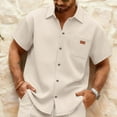 thumbnail image 1 of Gamivast Mens Short Sleeve Shirts Waffle-Knit Texture Camp Collar Soft Summer Short Sleeve Button Down Shirts Casual Beach Shirts Button Pocket Vacation Outfit, 1 of 6