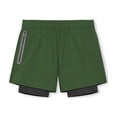 thumbnail image 1 of Mens Shorts Athletic Elastic Waist Zipper Pockets Running Shorts Compression Liner Gym Shorts Breathable Workout Training Outfits Wear, 1 of 5