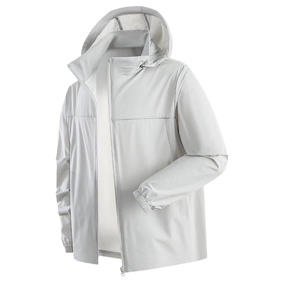 Gamivast Mens Sun Jacket Regular Fit Windbreaker Jackets Soft Breathable Lightweight Athletic Jacket Solid Front Zip Hooded Design Outdoor Running Active Wear