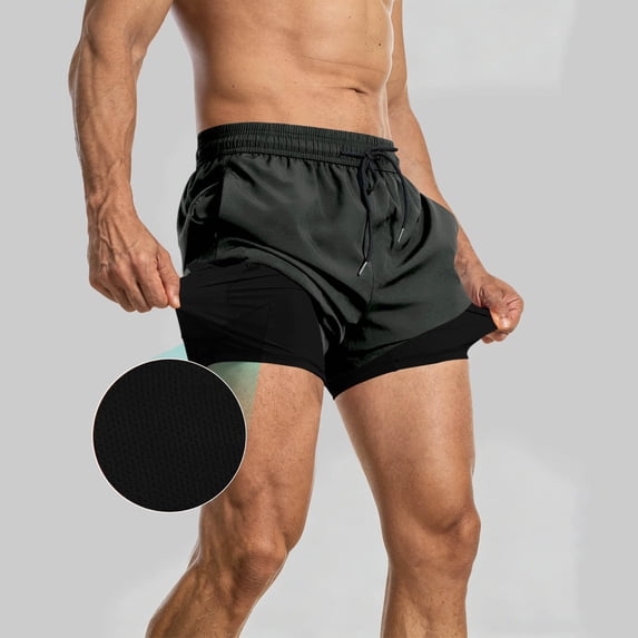 Gamivast Mens Swim Trunks Quick Dry Compression Liner Board Shorts 2 In 1 Bathing Suit Stretch Swim Shorts Drawstring Elastic Waist Beachwear Surfing Pool Workout