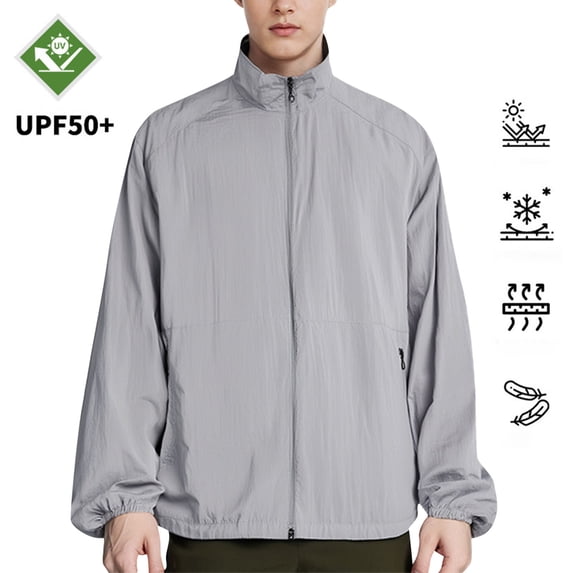 Gamivast Mens UV Protection Shirts Stand Collar Athletic Jacket Full Zip Track Jacket Lightweight Quick-Dry Running Gym Workout Outdoor Sport Top
