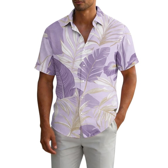 Gamivast Mens Vacation Shirts Tropical Coconut Tree Print Aloha Shirts Turn Down Collar Lightweight Summer Shirts Button up Beach Travel Camp
