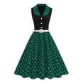 thumbnail image 1 of Gamivast Midi Dresses for Women 1950S Retro Polka Dot Vintage Dress Sleeveless Cocktail Prom Swing Lapel Collar Dresses with Blet Wedding Guest Wear, 1 of 6