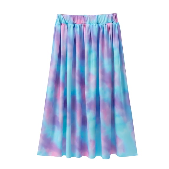 Gamivast Midi Skirts for Girls Teen Tie-Dye Elastic Waist Cute Skirts Kids Trendy Pull on Colorful Skirt Beach Holiday & Casual Wear