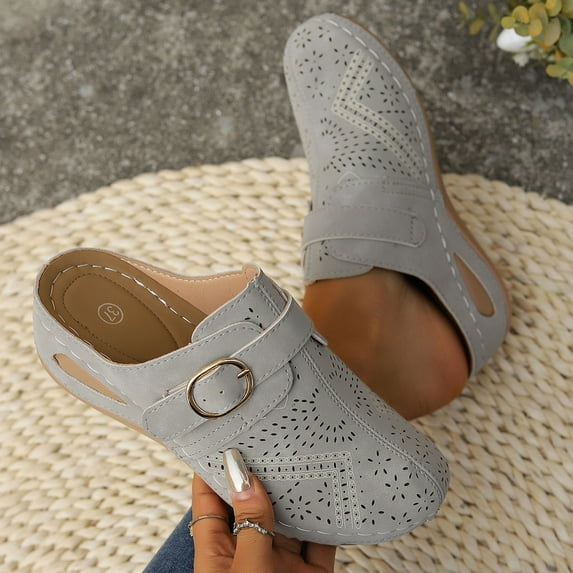 Gamivast Mules for Women Comfortable Open Heel Slip on Perforated Slippers Trendy Beach Non-Slip Sole Casual Shoes for Daily Walking Summer Outfits