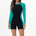 thumbnail image 1 of Gamivast One Piece Swimsuit for Women Tummy Control Long Sleeve Rash Guard Swimsuit Summer Trendy Color Block Zip up Drying Bathing Suit for Beach Vacation, 1 of 1