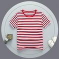 thumbnail image 1 of Gamivast My Order History Online Boys Girls T-Shirts Stripe Cotton Unisex Top Summer New Striped Short Sleeve T Shirt Basic Crew Neck Tee Shirts Red Previous History, 1 of 5