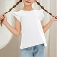 thumbnail image 1 of Gamivast Placed My Account Recently Girls Shirts Ruffle Short Sleeve Summer Cute Casual Crewneck Tops Blouse Tee Plain Solid Kids Casual Clothes White Recent i have Placed, 1 of 8