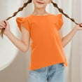 thumbnail image 1 of Gamivast My Orders at Walmart Girls Shirts Ruffle Short Sleeve Summer Cute Casual Crewneck Tops Blouse Tee Plain Solid Kids Casual Clothes Orange My Orders Placed Recently By Me,the Past Month, 1 of 8