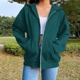 thumbnail image 1 of Gamivast Oversized Hooded Zip Up Jackets for Women Casual Cropped Long Sleeve Drop Shoulder Coats with Pockets Fall Fashion Solid Color Cuffed Sleeves Tops, 1 of 4