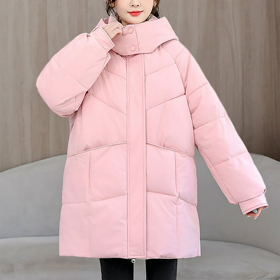 Gamivast Oversized Quilted Jacket Women Long Stand Collar Zip up Winter Hooded Coats with Pockets Fitted Button Down Long Sleeve Warm Outerwear Winter Fashion Must Haves