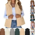 thumbnail image 1 of Gamivast Oversized Quilted Zip Up Vest For Women Casual Solid Color Stand Collar Puffer Jackets With Pockets Winter Warm Soft Lightweight Coat Short Parkas, 1 of 7